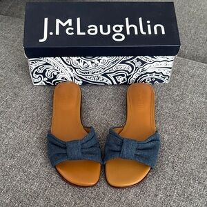 J. McLaughlin Women's Denim Blue Bow Sandals